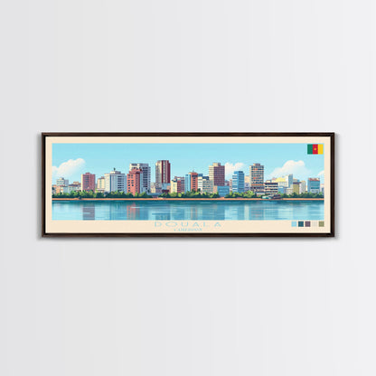 Douala, Cameroon Panoramic Travel Poster Canvas Print, Douala, Cameroon Painting, Cameroon Art, Douala Panoramic Travel Art, Travel Painting