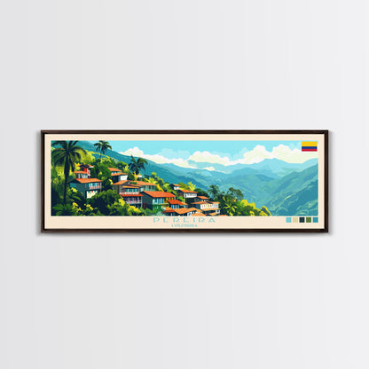 Panorama-Reiseposter Pereira, Kolumbien – Leinwanddruck, Gemälde Pereira, Kolumbien, Kunst aus Kolumbien, Reisekunst aus Pereira, Gemälde für das Gästezimmer