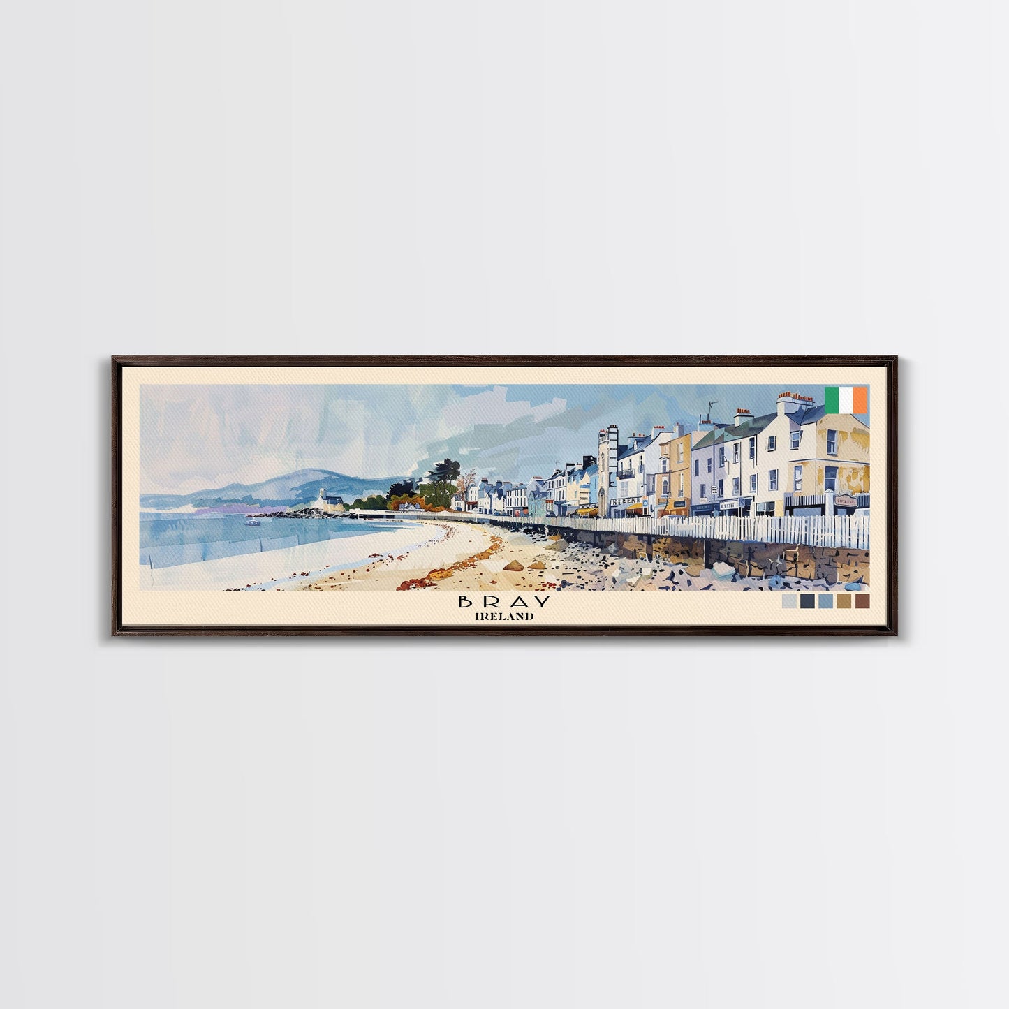 Bray, Ireland Panoramic Canvas Print, Bray, Ireland Painting, Ireland Art, Bray Travel Poster, Travel Art, Guest Room Painting