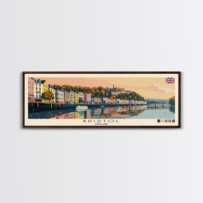 Bristol, England Panoramic Canvas Print, Bristol, England Painting, England Art, Bristol Travel Poster, Travel Art, Housewarming Gift