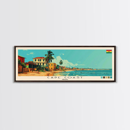 Cape Coast, Ghana Panoramic Canvas Print, Cape Coast, Ghana Painting, Ghana Art, Cape Coast Travel Poster, Travel Art, Living Room Painting