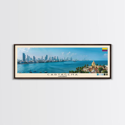 Cartagena, Colombia Panoramic Canvas Print, Cartagena, Colombia Painting, Colombia Art, Cartagena Travel Poster, Travel Art, Housewarming Gift