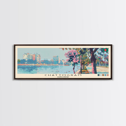 Chattogram, Bangladesh Panoramic Canvas Print, Chattogram, Bangladesh Painting, Bangladesh Art, Chattogram Travel Poster, Travel Art, Guest Room Painting