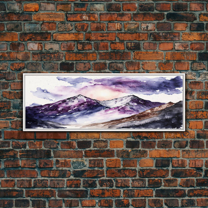 Framed Canvas Print of Majestic Mountain Landscape | Vibrant Hues | Watercolor Painting | Ready-to-Hang | Home Decor