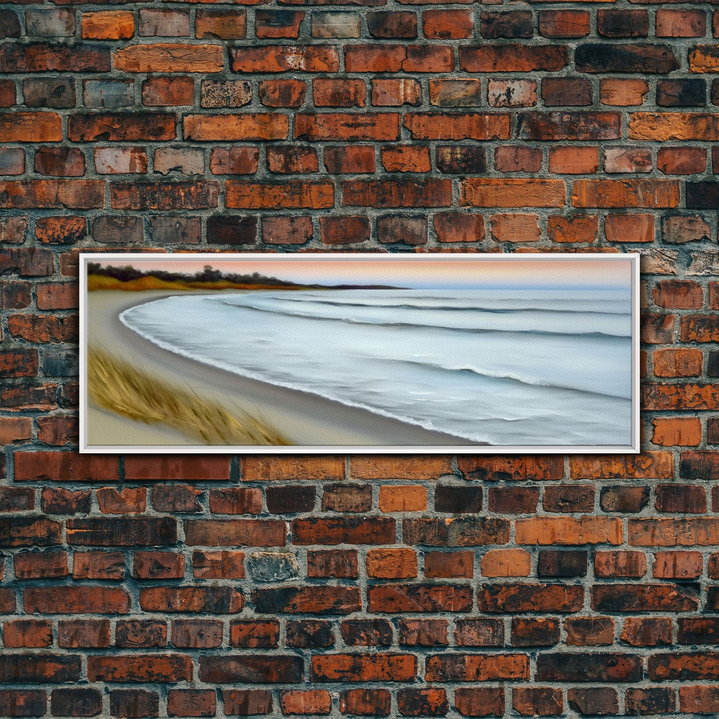Canvas Beach Wall Art, Seashore, Cove, Minimalist Beach Art, Pastel Beach Wall Art, Beach Scene Art, Panoramic, Wall Art, Canvas Print