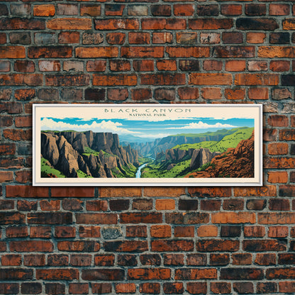 Black Canyon Of The Gunnison National Park, Panoramic Colorado Travel Art, National Park Print, Minimalist Travel Art, Midcentury Modern