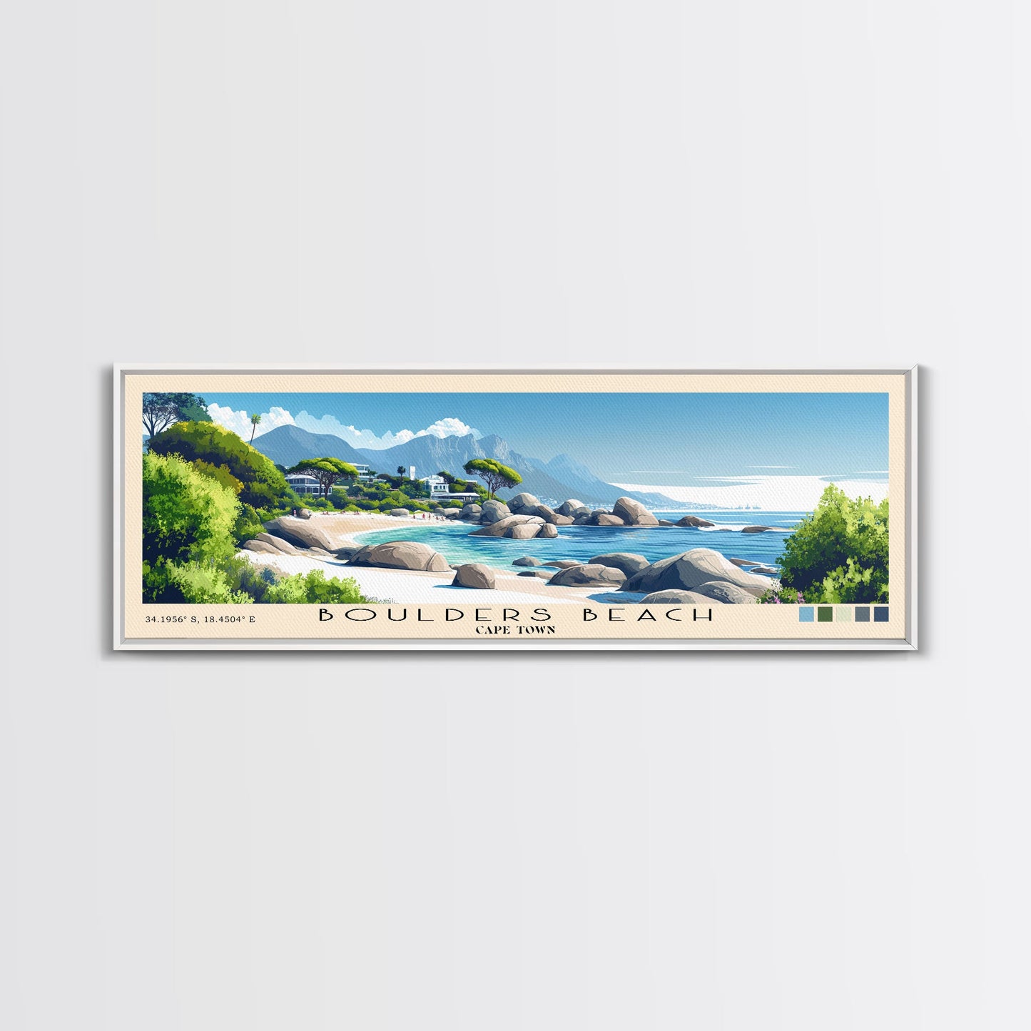 Boulders Beach, Cape Town Panoramic Print, Vacation Gift, Cape Town Wall Art, Vacation Wall Art, Vacatation Memories, Beach Decor, Beach Or Lakehouse Art