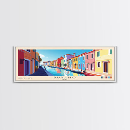 Burano, Italy Panoramic Print, Vacation Gift, Italy Wall Art, Beach Painting, Beach Decor, Beach Or Lakehouse Art