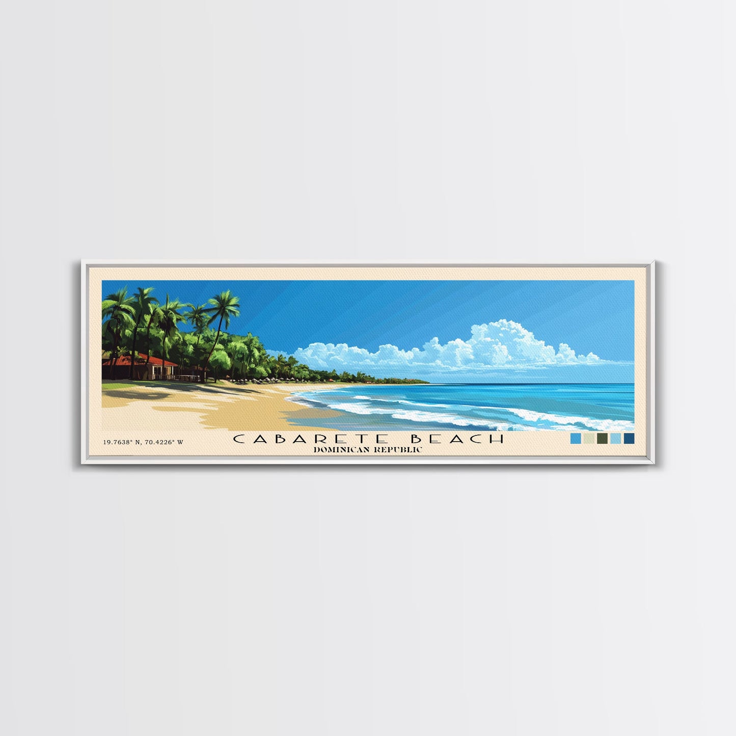 Cabarete Beach, Dominican Republic Panoramic Print, Vacation Gift, Dominican Republic Wall Art, Beach Painting, Beach Decor, Beach Or Lakehouse Art