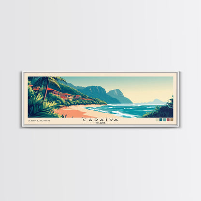 Caraíva, Brazil Panoramic Print, Vacation Gift, Brazil Wall Art, Beach Painting, Beach Decor, Large Wall Art, Wood Frame Art