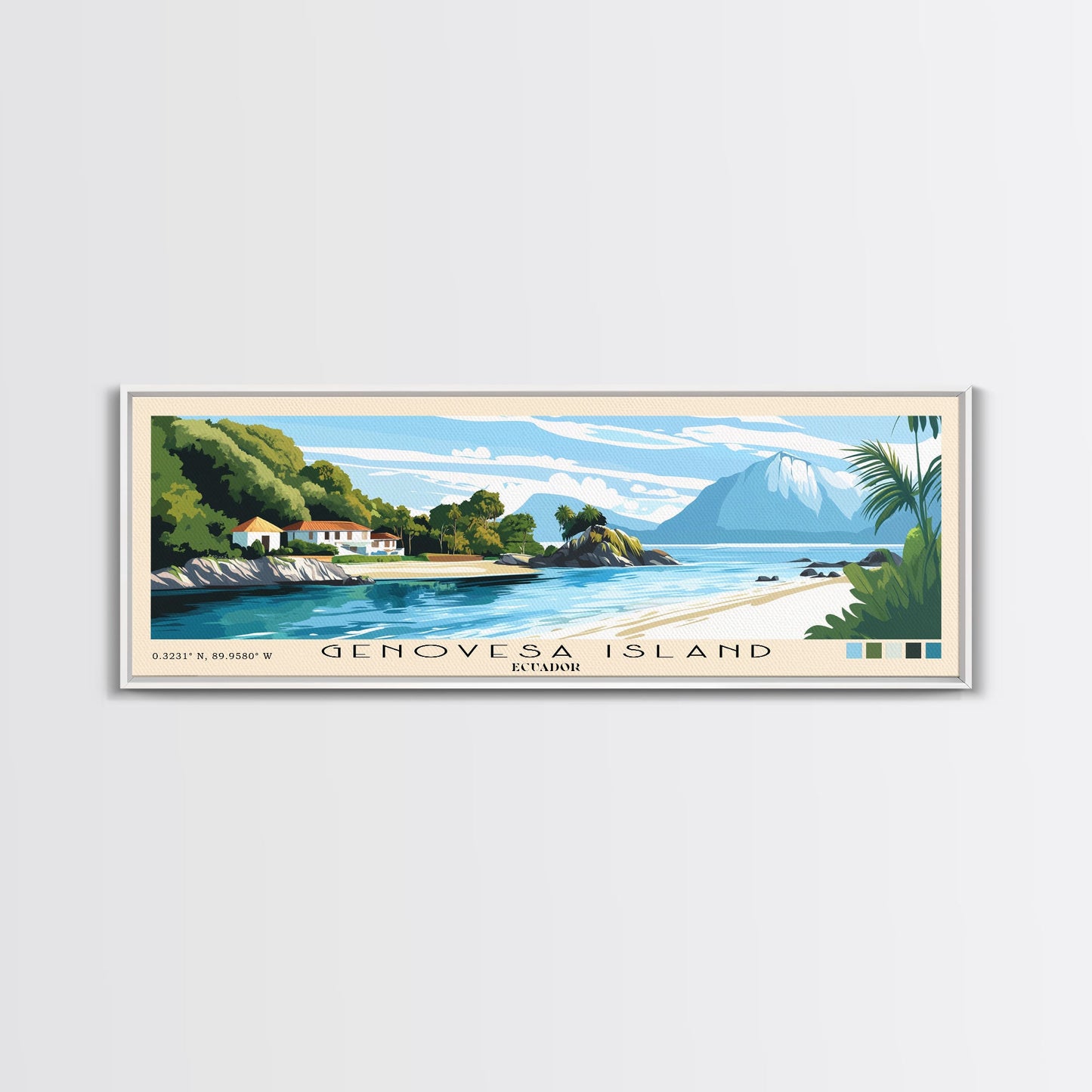 Genovesa Island, Ecuador Panoramic Print, Vacation Gift, Ecuador Wall Art, Beach Painting, Beach Decor, Large Wall Art, Wood Frame Art