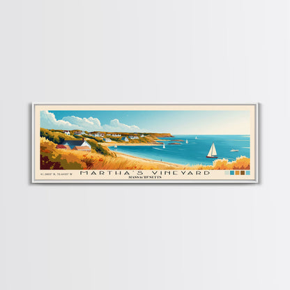 Martha’s Vineyard, Massachusetts Panoramic Beach Print, Vacation Gift, Massachusetts Wall Art, Beach Painting, Beach Decor, Beach Painting