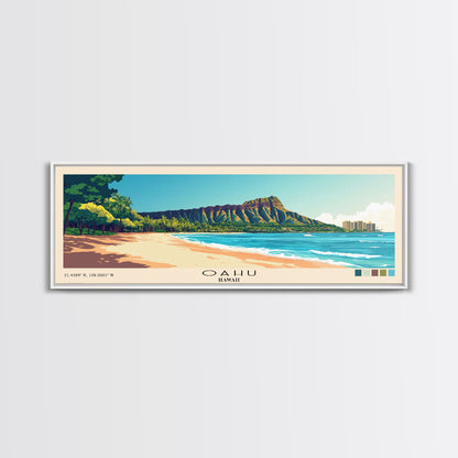 Oahu, Hawaii Panoramic Print, Vacation Gift, Hawaii Wall Art, Vacation Wall Art, Vacatation Memories, Beach Decor, Beach Or Lakehouse Art