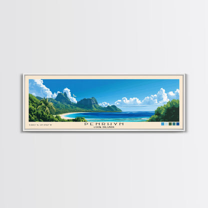 Penrhyn, Cook Islands Panoramic Beach Print, Vacation Gift, Cook Islands Wall Art, Framed Canvas Print, Framed Beach Painting
