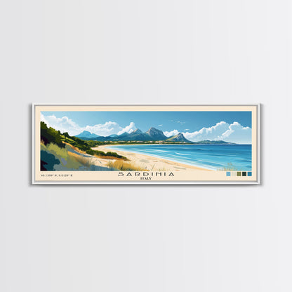 Sardinia, Italy Panoramic Beach Print, Vacation Gift, Italy Wall Art, Beach Painting, Beach Decor, Beach Painting