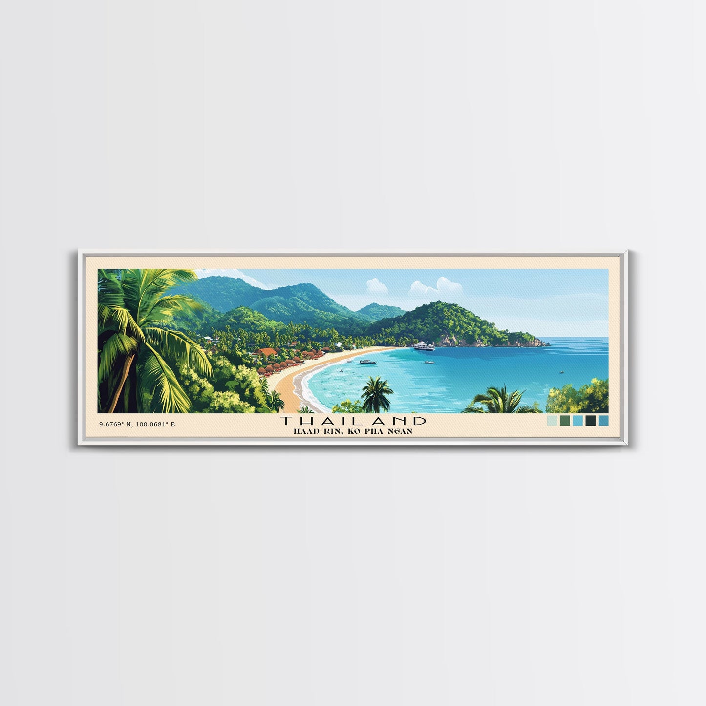 Thailand, Haad Rin, Ko Pha Ngan Panoramic Print, Vacation Gift, Haad Rin, Ko Pha Ngan Wall Art, Beach Painting, Beach Decor, Beach Or Lakehouse Art