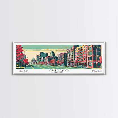 Chicago Illinois Panoramic Travel Poster Canvas Print
