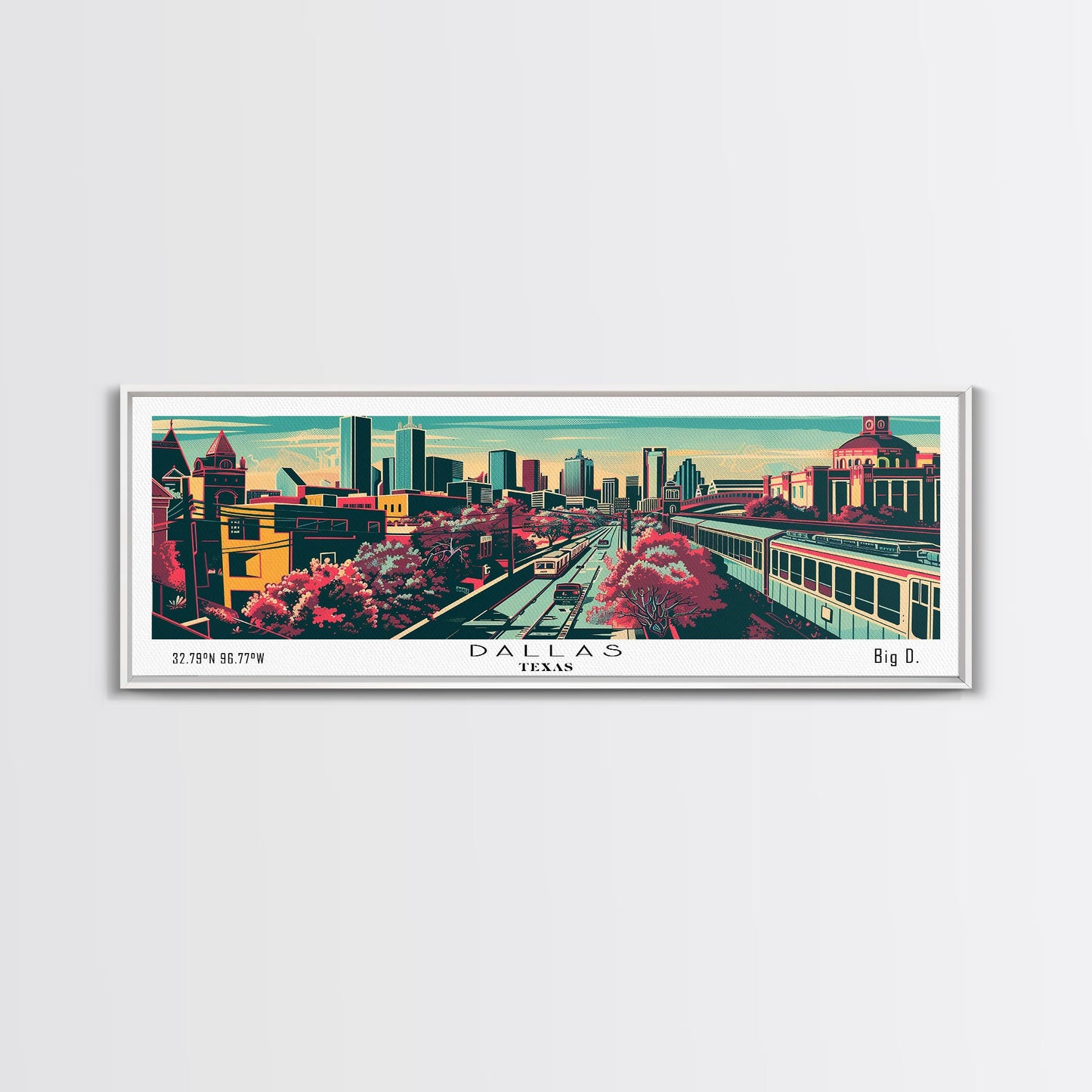 Dallas Texas Panoramic Travel Poster Canvas Print
