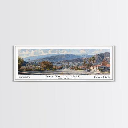 Santa Clarita California Travel Poster, Framed Canvas Print, Wall Art, Home Decor, Travel Print, Living Room Art, Artistic Gift