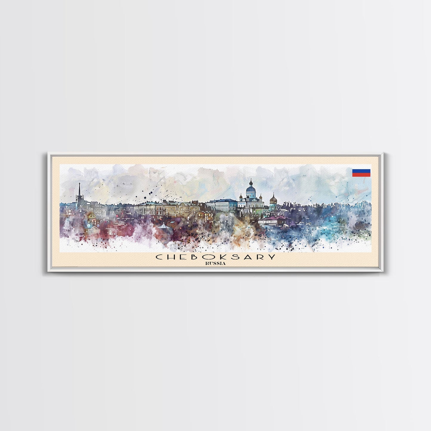 Cheboksary Russia Travel Art, City Art, Framed Canvas Print or Metal Wall Art, Europe Travel Poster, Panoramic Wall Art, Extra Wide Wall Art