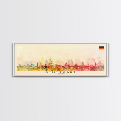 Stuttgart Germany Wall Art, Panoramic Travel Poster, Panoramic Framed Canvas Print, City Wall Art, Wall Hanging Home Decor, Travel Art