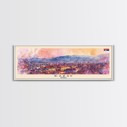 Čačak Serbia Wall Art, Panoramic Travel Poster, Panoramic Framed Canvas Print, City Wall Art, Wall Hanging Home Decor, Travel Art