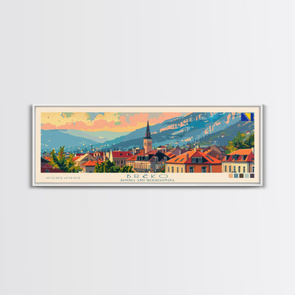 Brčko Bosnia Wall Art, Panoramic Travel Poster, Panoramic Framed Canvas Print, City Wall Art, Wall Hanging Home Decor, Travel Art