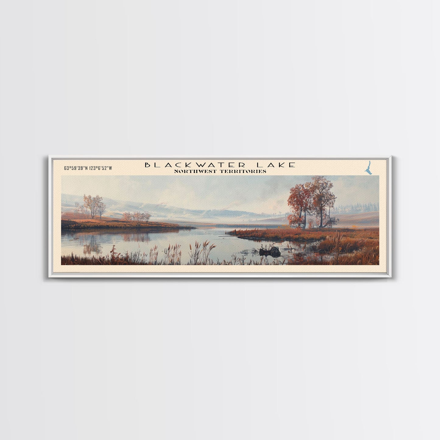 Blackwater Lake Framed Canvas Print, Lake House Decor, Panoramic Scenic View, Travel Poster, Minimalist Art, Lake Painting