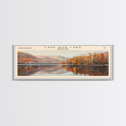 Cave Run Lake Kentucky Framed Canvas Print, Lake House Decor, Panoramic Wide Art, Travel Poster, Rustic Lake Painting, Nature Art
