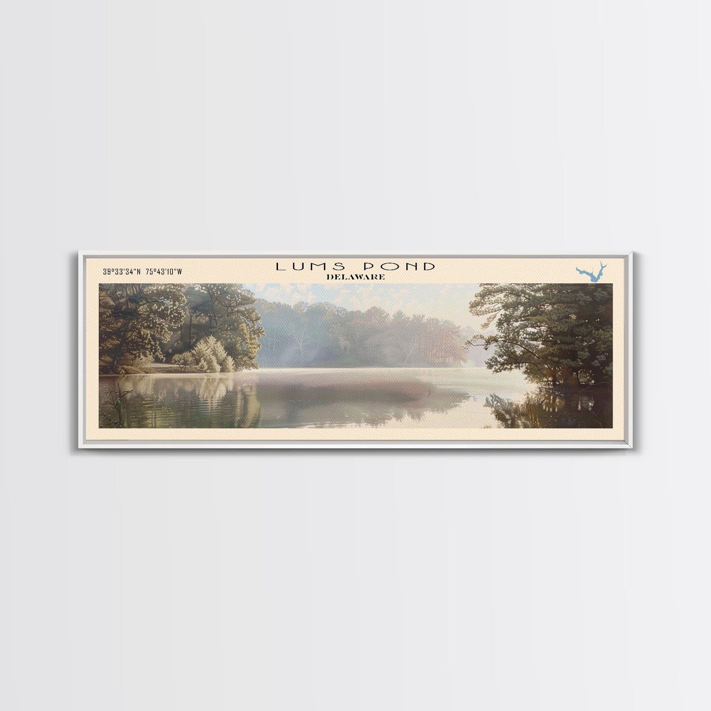Maurepas Lake Framed Canvas Print, Lake House Decor, Panoramic Wall Art, Travel Poster, Landscape Painting, Modern Art
