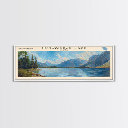 Pawtuckaway Lake New Hampshire Framed Canvas Print, Lake House Decor, Panoramic Wall Art, Travel Poster, Beautiful Landscape Painting, Living Room Decor