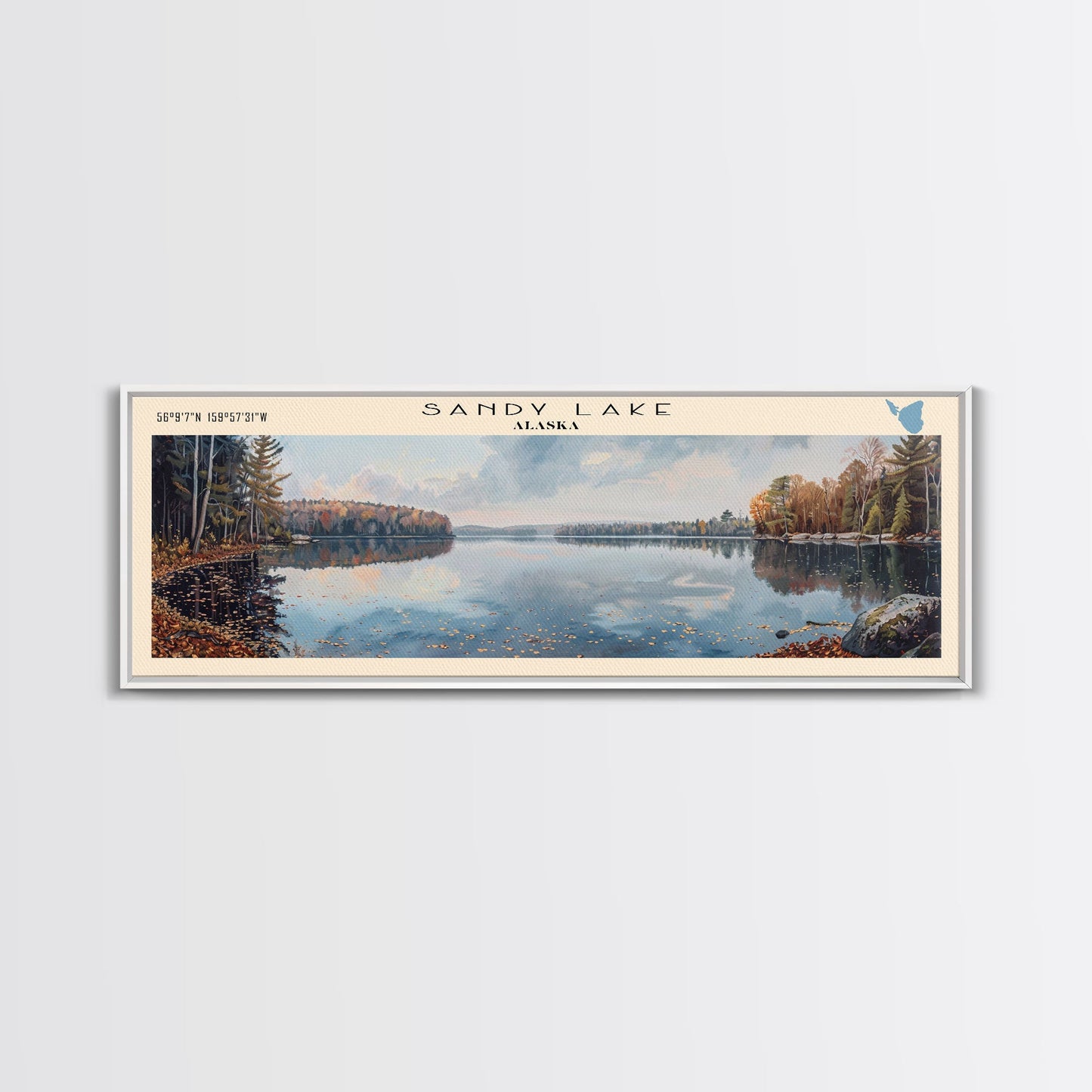 Panorama-Leinwanddruck „Silver Lake, Delaware“ mit Rahmen, Dekoration fürs Seehaus, Wandbild, Reiseposter, Gemälde einer ruhigen Seelandschaft, Moderne Kunst