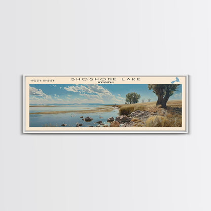 Shoshone Lake Wyoming Panoramic Framed Canvas Print, Lake House Decor, Wall Art, Travel Poster, Tranquil Landscape, Living Room Decor