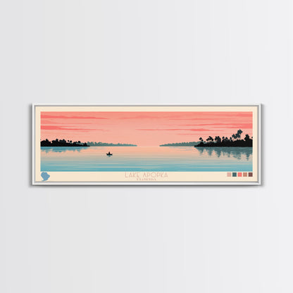 Lake Apopka Florida Framed Canvas Print, Panoramic Art, Midcentury Modern, Pop Art, Living Room Wall Art, Travel Poster, Lake House Decor