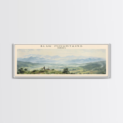 Blue Mountains Travel Print Wall Art, Travel Poster Print, Retro Style COUNTRY Home Decor, Wall Hanging, Travel Gift Idea, Unique Metal Art