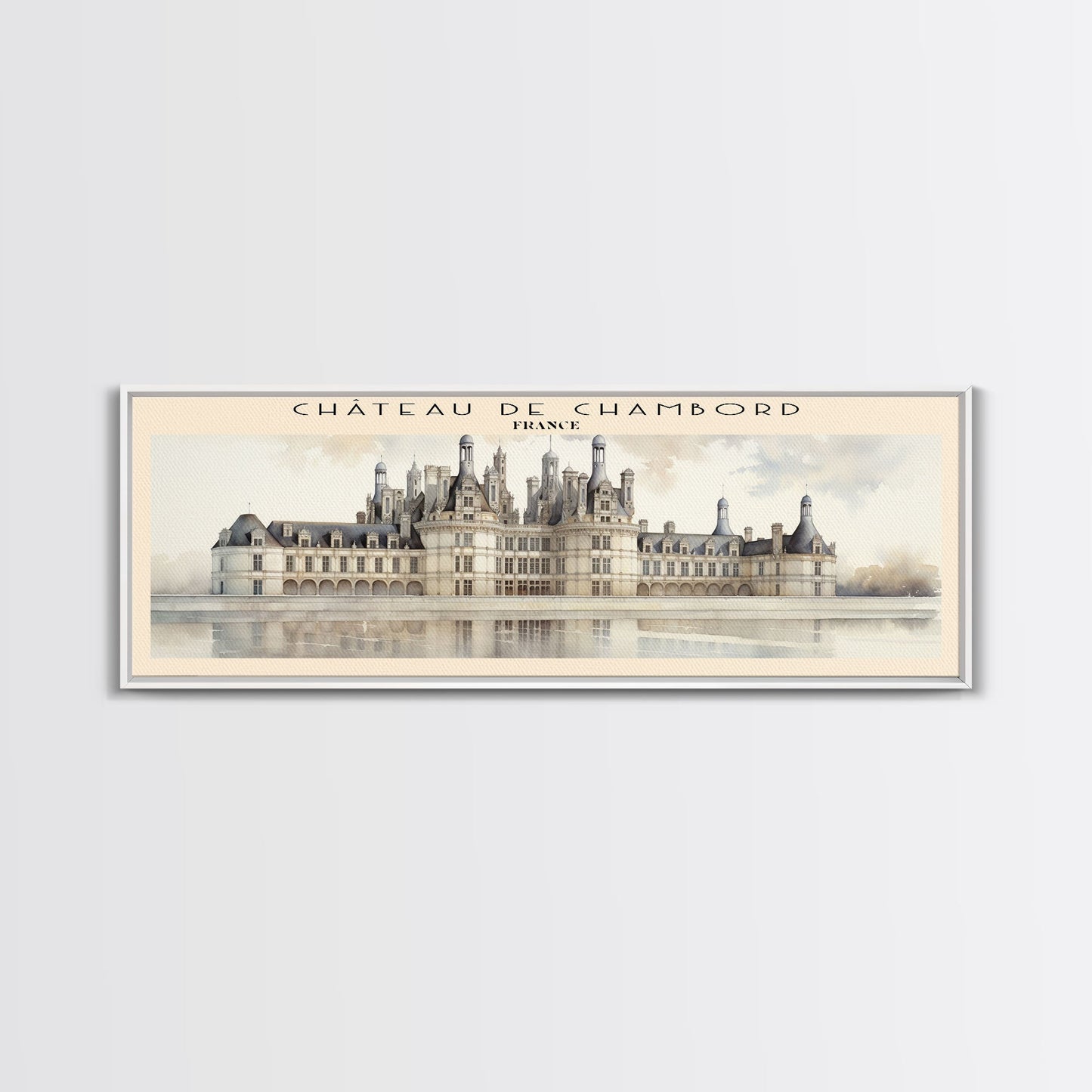 Château de Chambord Travel Poster Print, Framed Canvas Print, COUNTRY Travel Art, Wood Framed Art, Wall Hanging, Home Decor