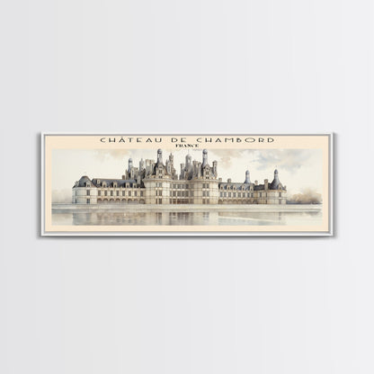 Château de Chambord Travel Poster Print, Framed Canvas Print, COUNTRY Travel Art, Wood Framed Art, Wall Hanging, Home Decor