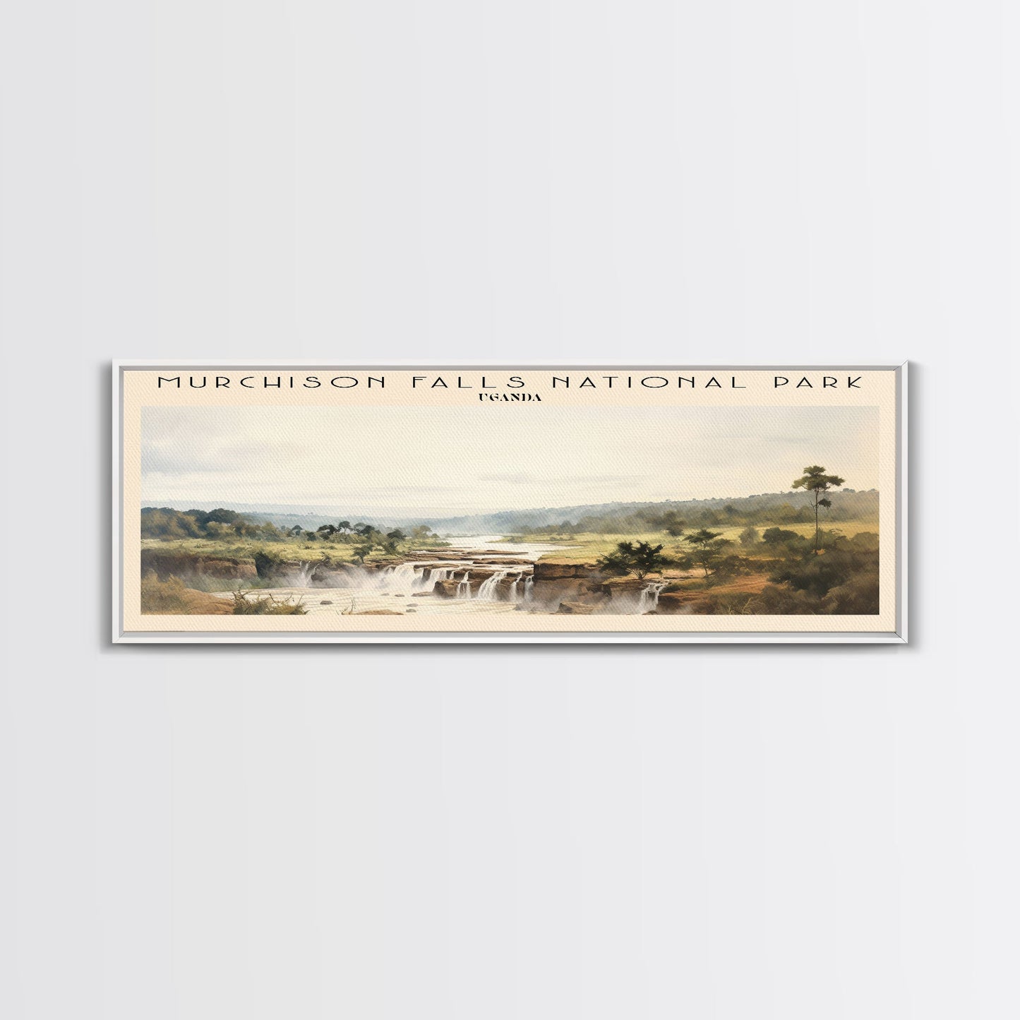 Murchison Falls Nationalpark-Reiseposter, gerahmter Leinwanddruck, Reisekunstwerk mit Landmotiv, Holzrahmen, Wandbehang, Wohndekoration