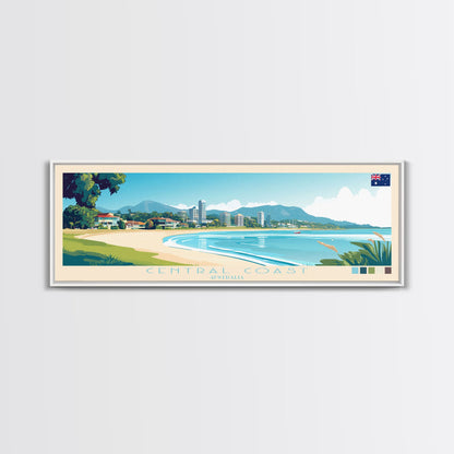 Central Coast, Australia Panoramic Travel Poster Canvas Print, Central Coast, Australia Painting, Australia Art, Central Coast Panoramic Travel Art, Travel Painting