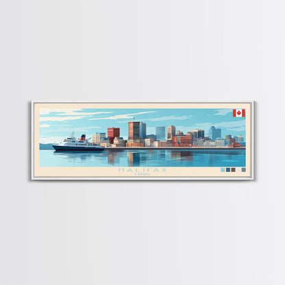 Panoramic Travel Poster Halifax, Canada Canvas Print, Halifax, Canada Painting, Canada Art, Halifax Travel Art, Guest Room Painting
