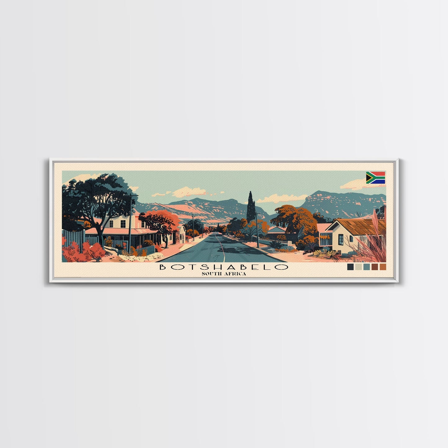 Botshabelo, South Africa Panoramic Canvas Print, Botshabelo, South Africa Painting, South Africa Art, Botshabelo Travel Poster, Travel Art, Guest Room Painting