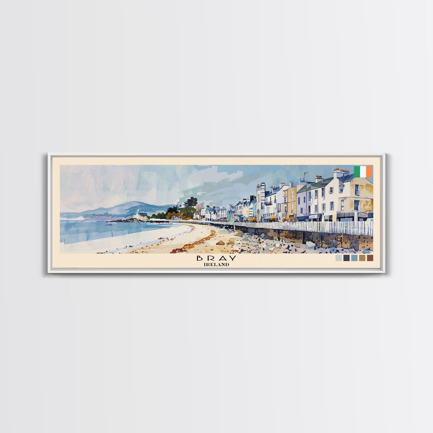 Bray, Ireland Panoramic Canvas Print, Bray, Ireland Painting, Ireland Art, Bray Travel Poster, Travel Art, Guest Room Painting