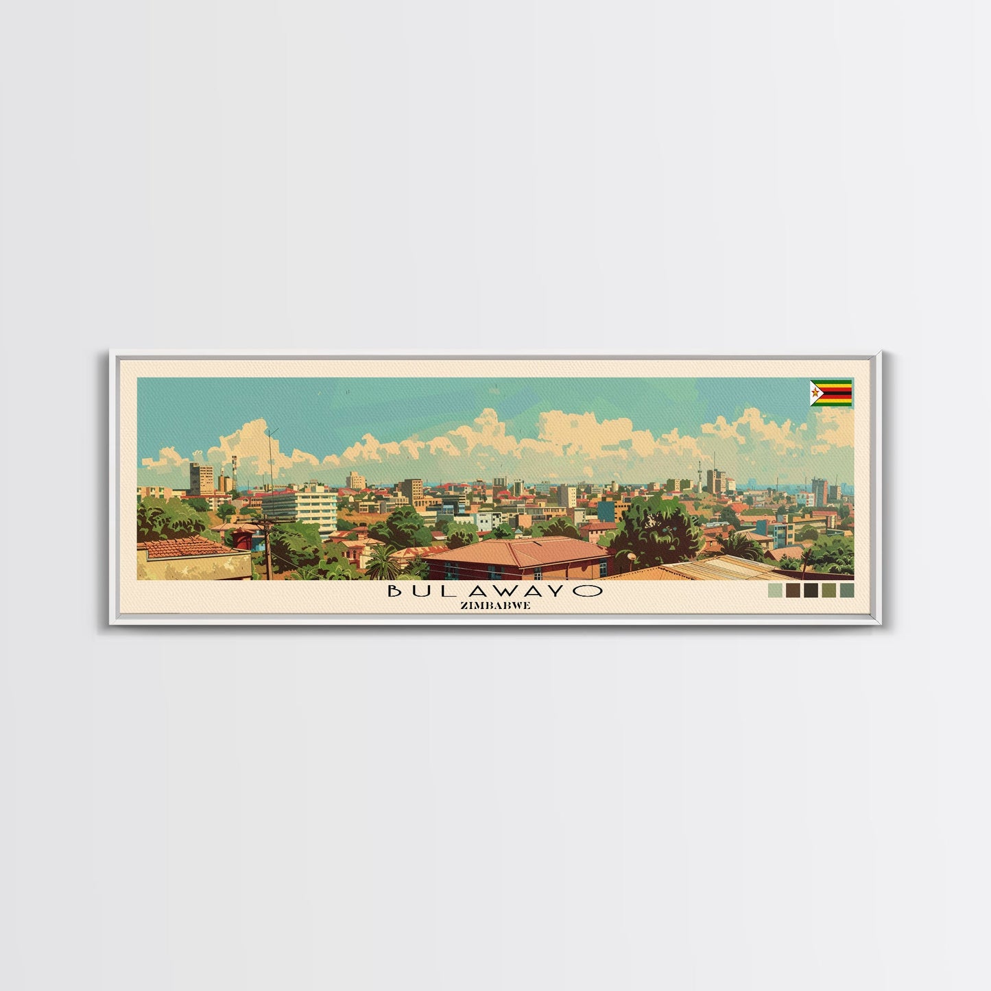Bulawayo, Zimbabwe Panoramic Canvas Print, Bulawayo, Zimbabwe Painting, Zimbabwe Art, Bulawayo Travel Poster, Travel Art, Housewarming Gift