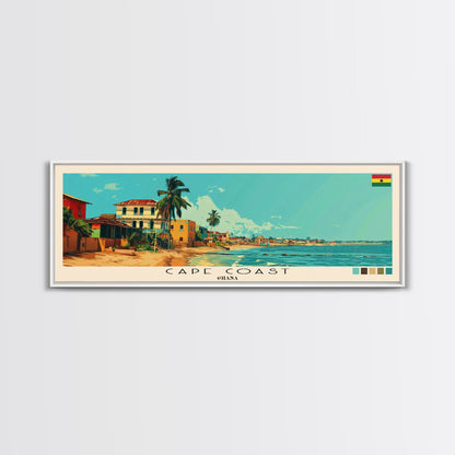 Cape Coast, Ghana Panoramic Canvas Print, Cape Coast, Ghana Painting, Ghana Art, Cape Coast Travel Poster, Travel Art, Living Room Painting