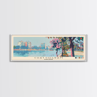 Chattogram, Bangladesh Panoramic Canvas Print, Chattogram, Bangladesh Painting, Bangladesh Art, Chattogram Travel Poster, Travel Art, Guest Room Painting