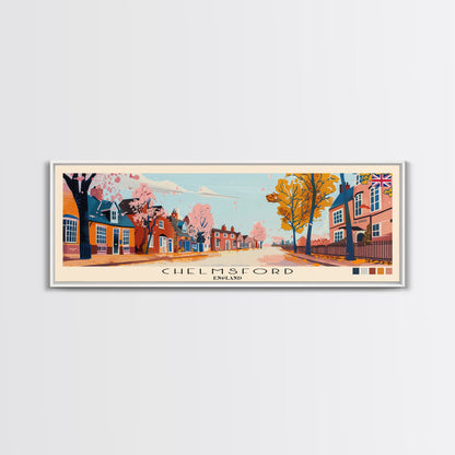 Chelmsford, England Panoramic Canvas Print, Chelmsford, England Painting, England Art, Chelmsford Travel Poster, Travel Art, Guest Room Painting
