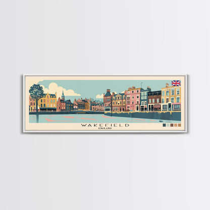 Wakefield, England Panoramic Canvas Print, Wakefield, England Painting, England Art, Wakefield Travel Poster, Travel Art, Vacation Gift
