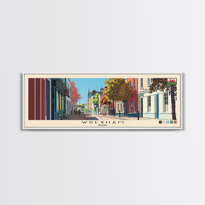 Wrexham, Wales Panoramic Canvas Print, Wrexham, Wales Painting, Wales Art, Wrexham Travel Poster, Travel Art, Guest Room Painting