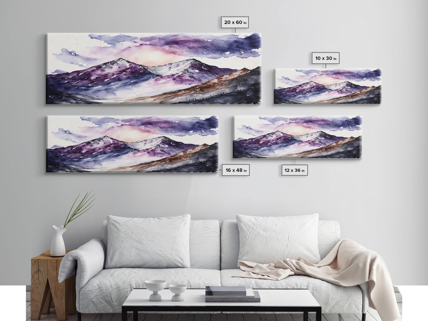 Framed Canvas Print of Majestic Mountain Landscape | Vibrant Hues | Watercolor Painting | Ready-to-Hang | Home Decor