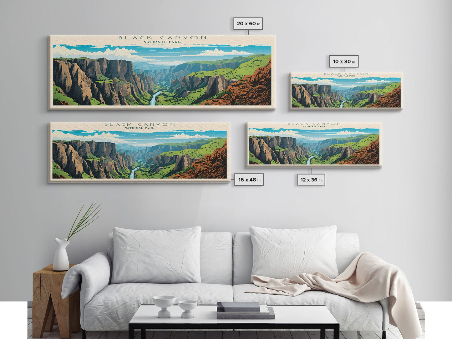 Black Canyon Of The Gunnison National Park, Panoramic Colorado Travel Art, National Park Print, Minimalist Travel Art, Midcentury Modern